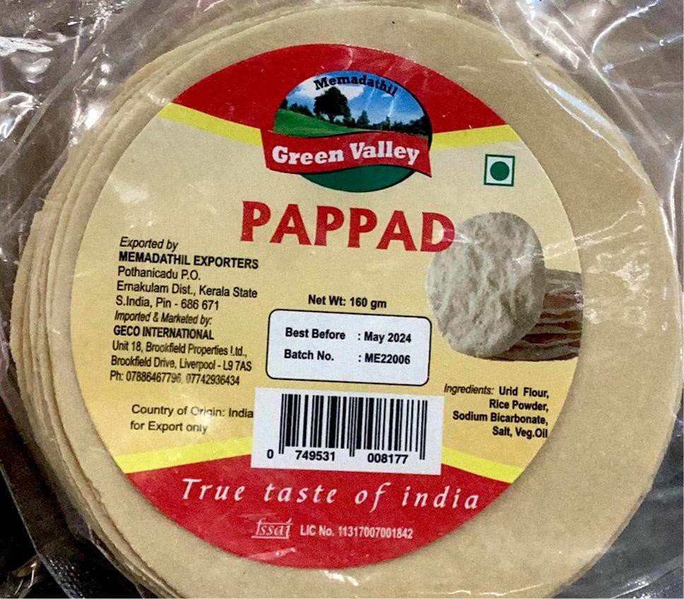 GREEN VALLEY PAPPADOM 160GM
